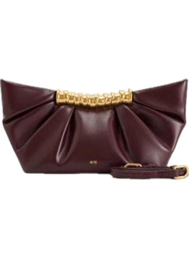 JW PEI Leia Pleated Clutch Bag - Deep Burgundy, Elegant and Classic - Image 3